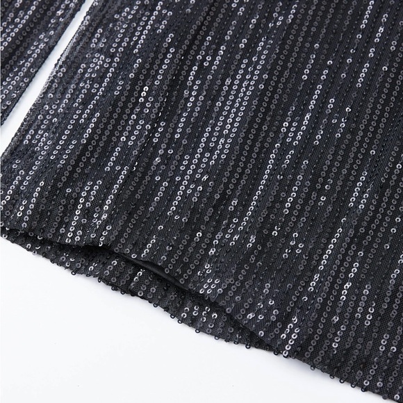 Plus Size Sequin Plunge Neckline Backless Wide Leg Pants Jumpsuit Dress - Picture 8 of 14